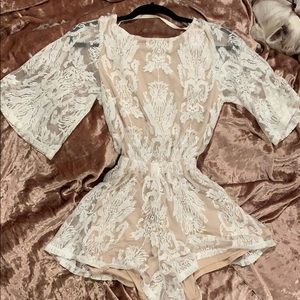 Beige and white romper